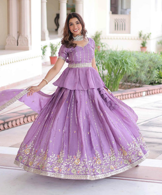 Lavender Sequins Embroidery Lehenga Choli