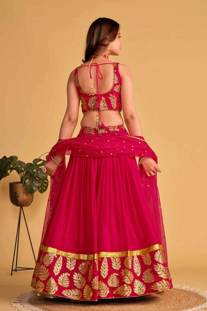 Pink Designer Lehenga Georgette Lehenga With Sequins And Zari Embroidered Work