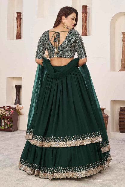 Green Designer Georgette Lehenga With Sequins And Zari embroidery Work