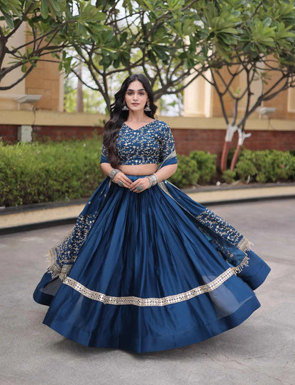 Blue Sequins Embroidery Work Lehenga Choli