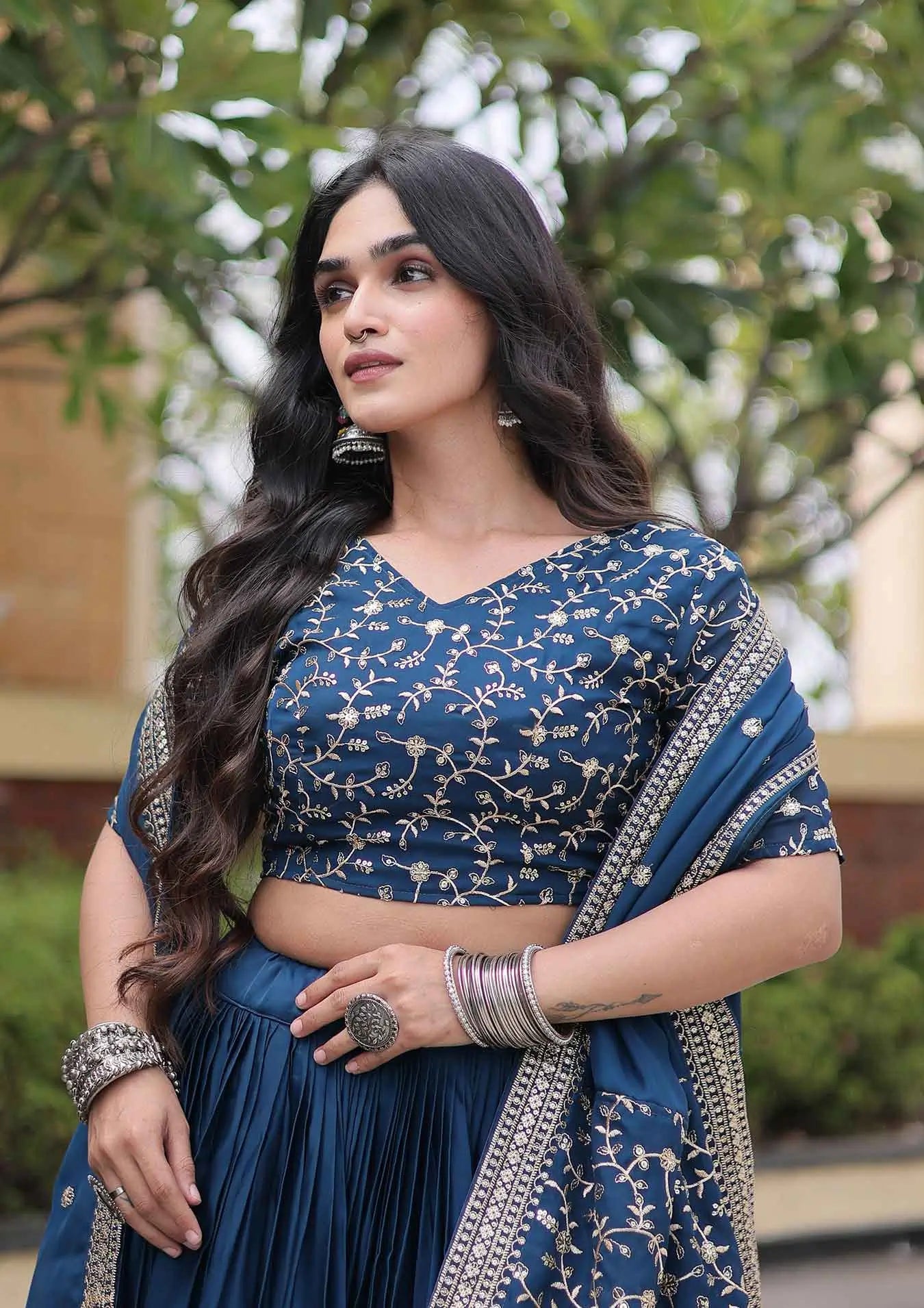 Blue Sequins Embroidery Work Lehenga Choli