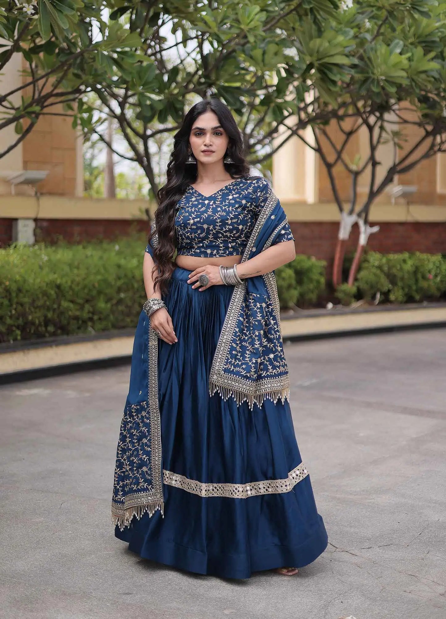 Blue Sequins Embroidery Work Lehenga Choli