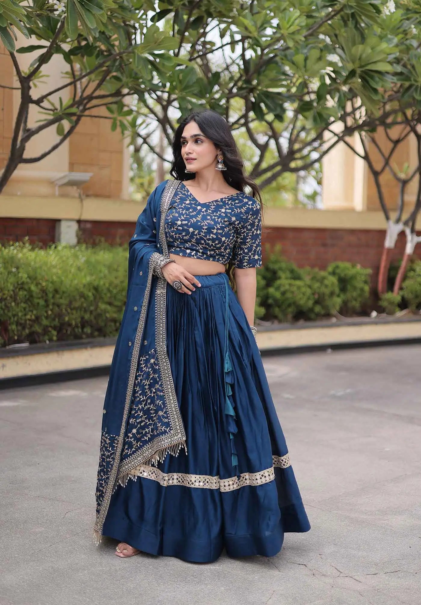 Blue Sequins Embroidery Work Lehenga Choli