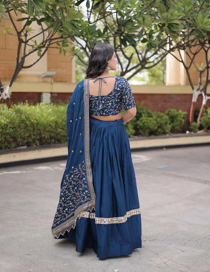 Blue Sequins Embroidery Work Lehenga Choli