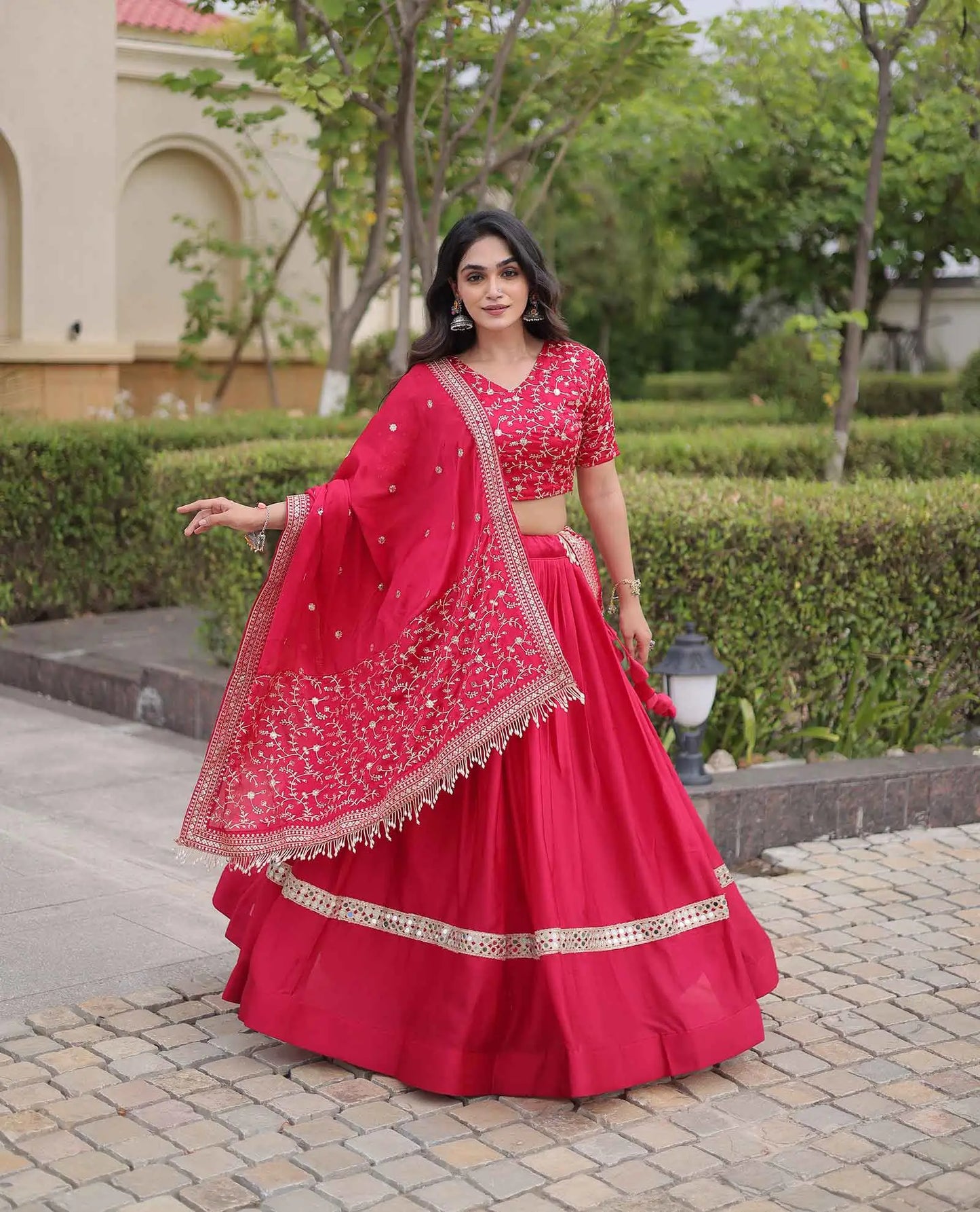 Pink Sequins Embroidery Work Lehenga Choli