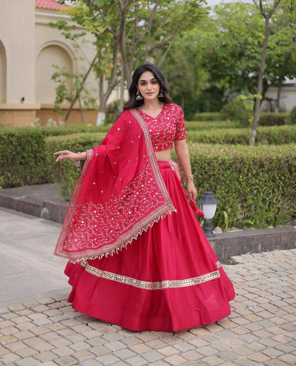 Pink Sequins Embroidery Work Lehenga Choli