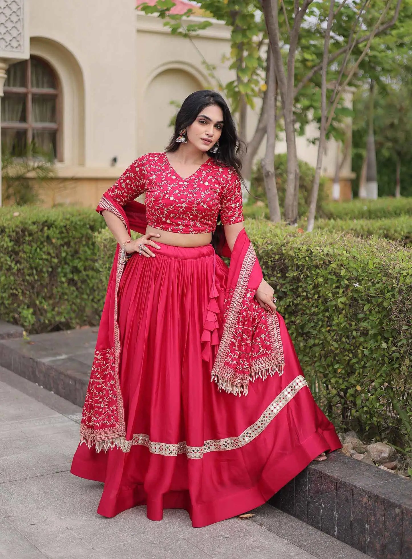 Pink Sequins Embroidery Work Lehenga Choli
