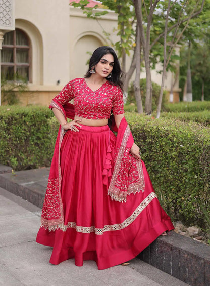 Pink Sequins Embroidery Work Lehenga Choli