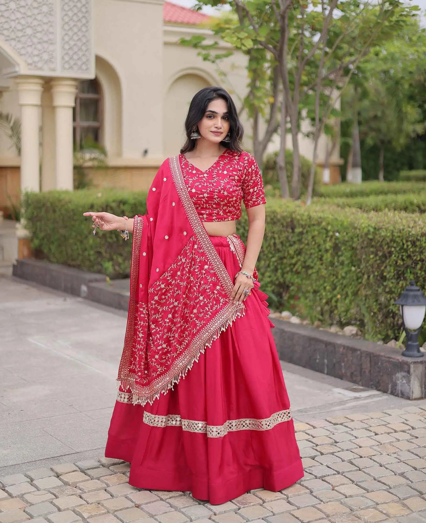 Pink Sequins Embroidery Work Lehenga Choli