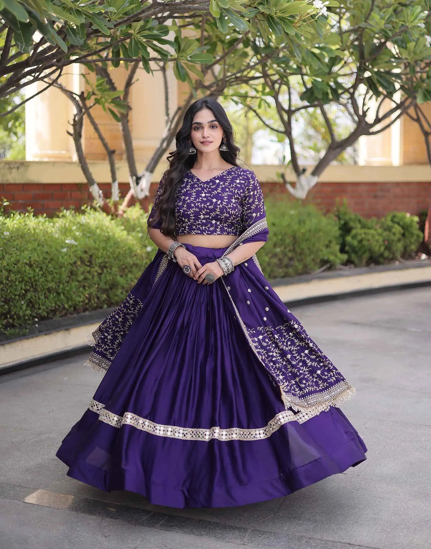 Purple Sequins Embroidery Work Lehenga Choli
