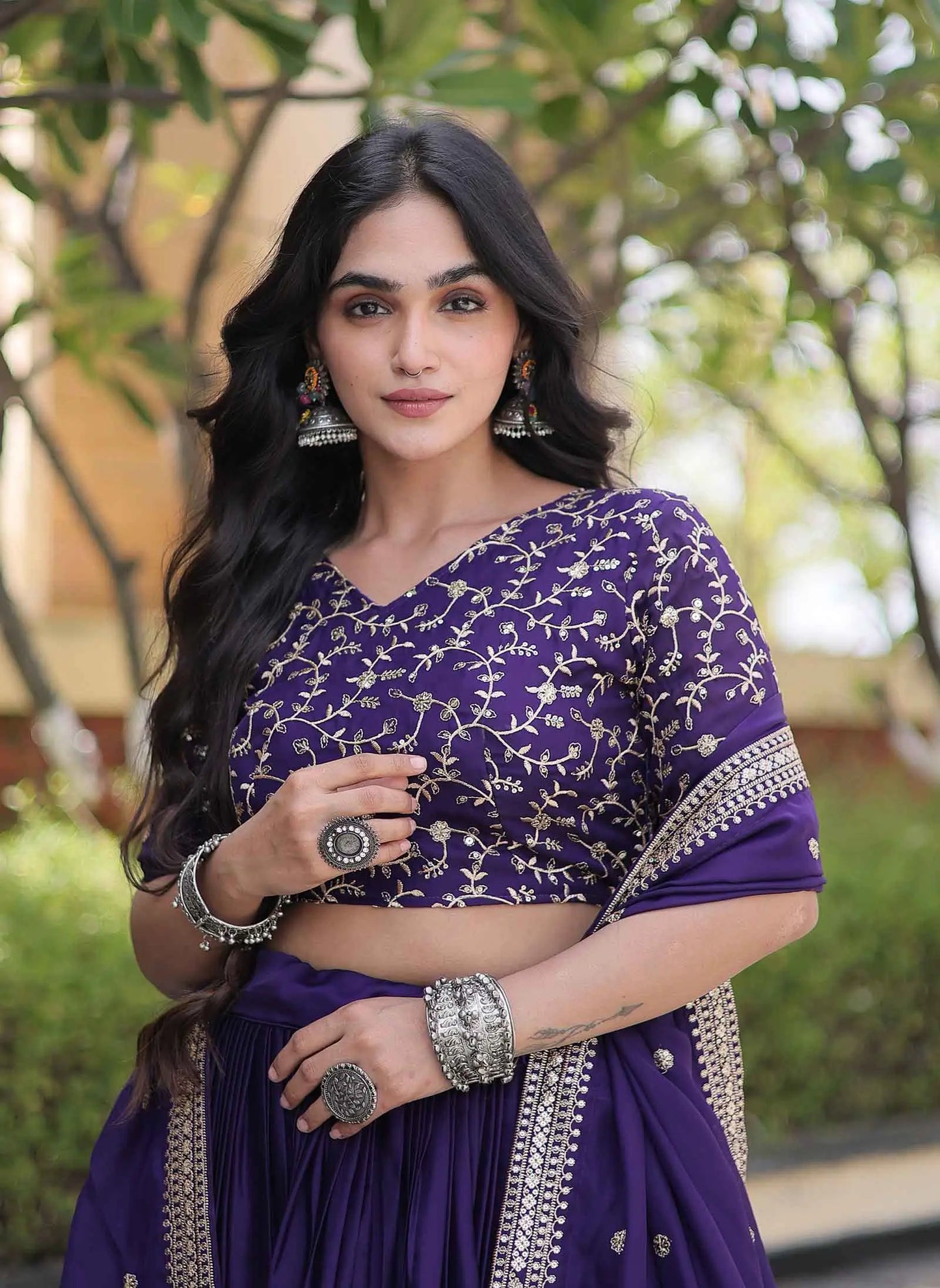 Purple Sequins Embroidery Work Lehenga Choli