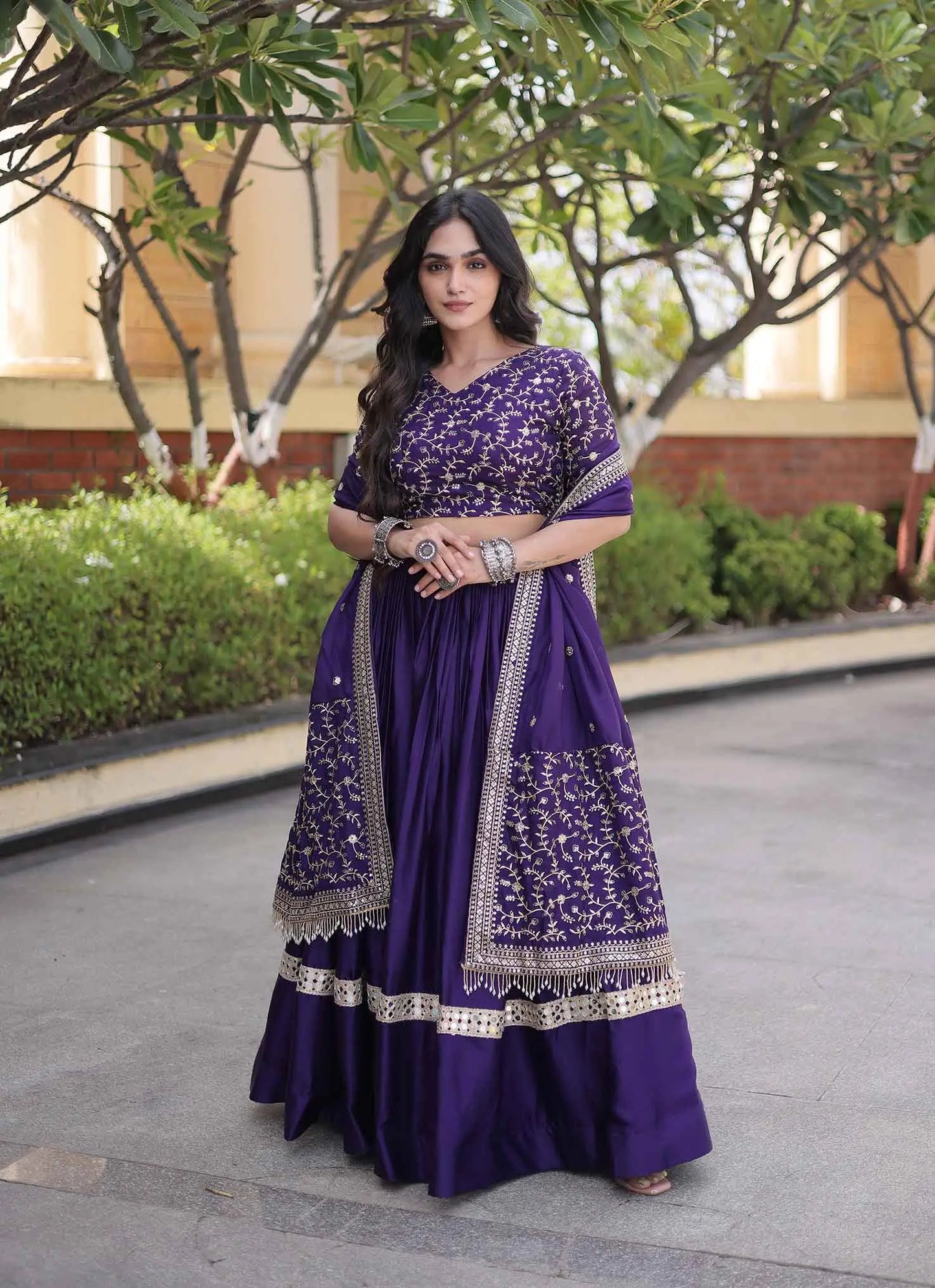 Purple Sequins Embroidery Work Lehenga Choli