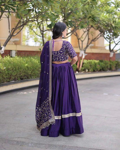 Purple Sequins Embroidery Work Lehenga Choli