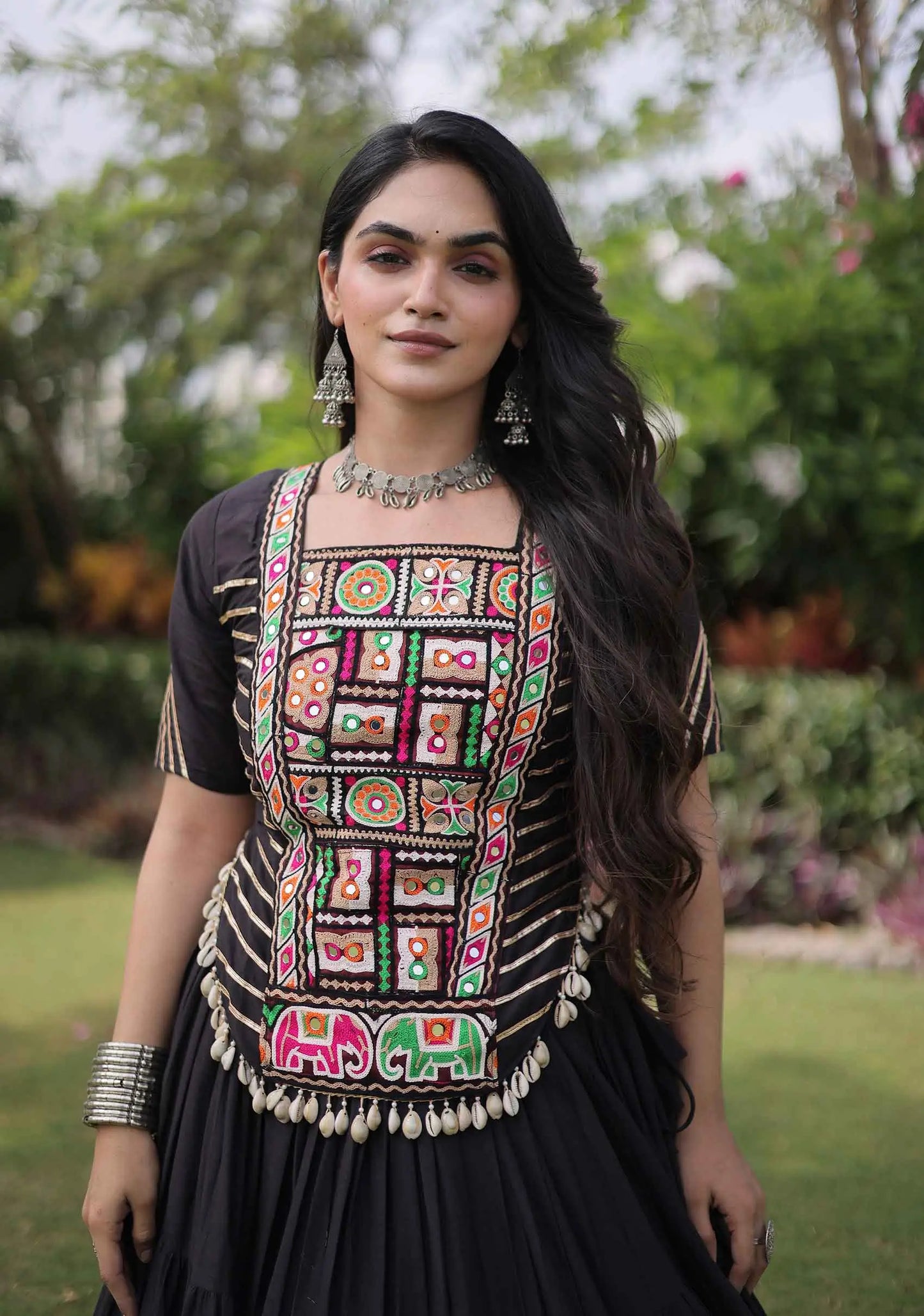 Black Gamthi Work Navaratri Lehenga Choli