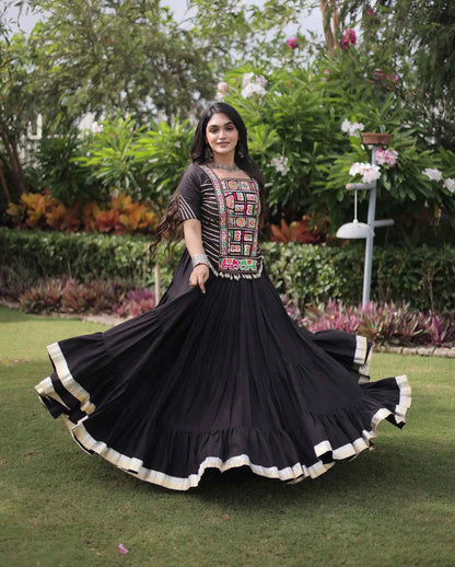 Black Gamthi Work Navaratri Lehenga Choli