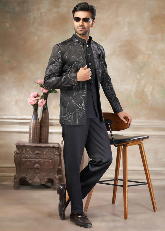 Black Designer Embroidery Jodhpuri