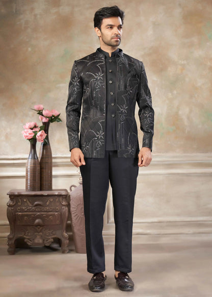 Black Designer Embroidery Jodhpuri