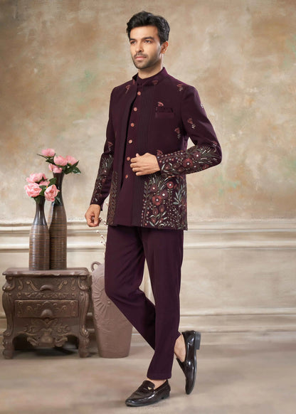 Brownish Maroon Men's Designer Jodhpuri