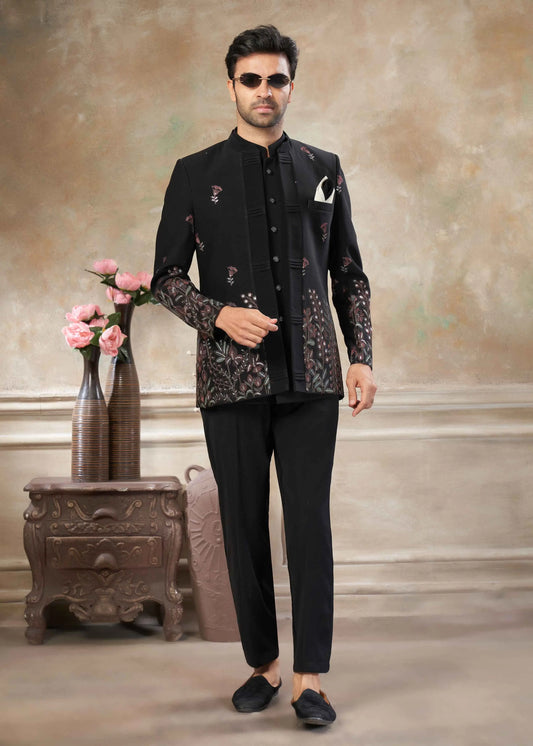 Black Men's Embroidery Jodhpuri