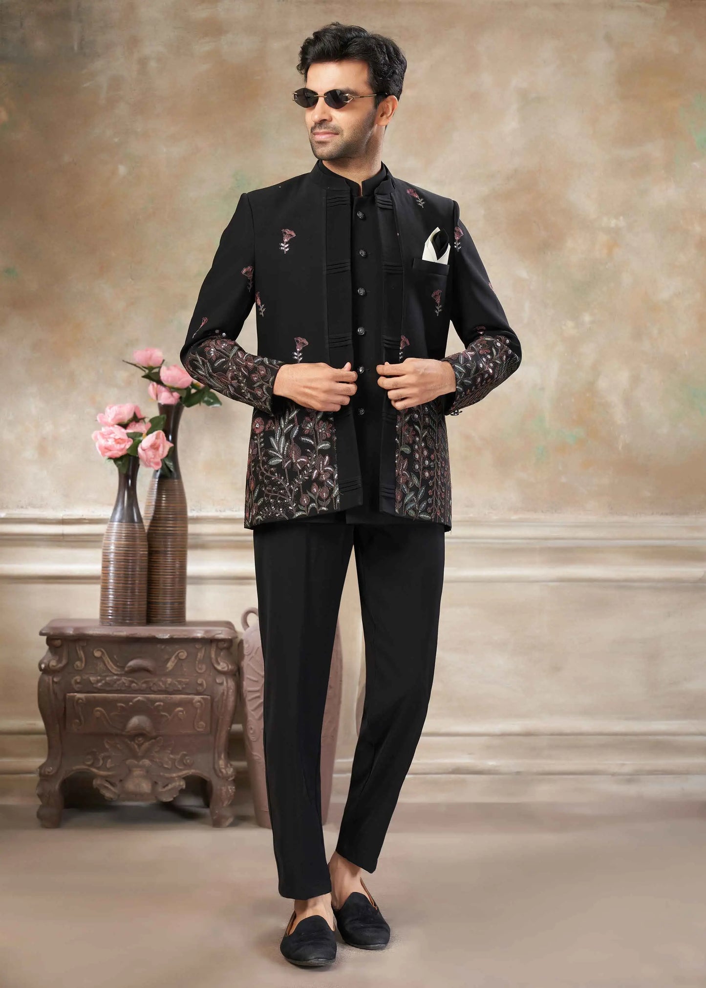 Black Men's Embroidery Jodhpuri