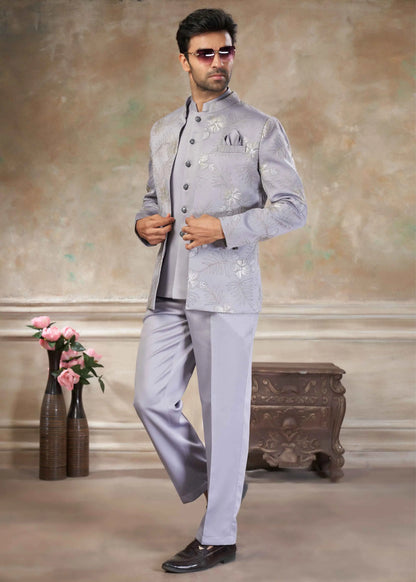 Silver Grey Designer Embroidery Jodhpuri