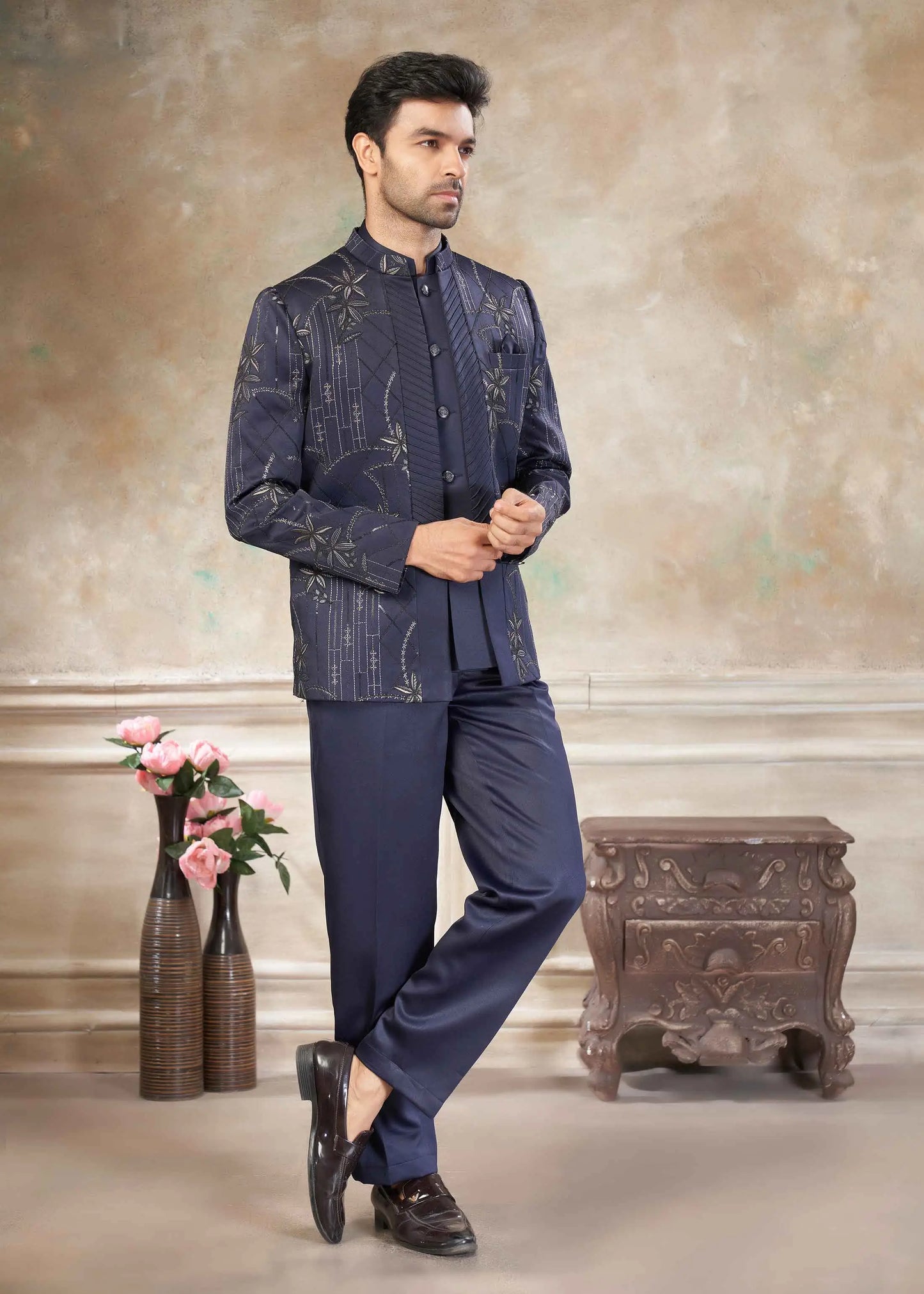 Davy Grey Designer Embroidery Jodhpuri