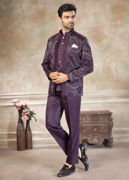 Plum purple Designer Embroidery Jodhpuri