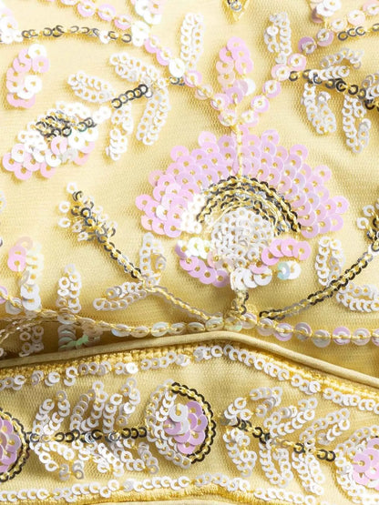 Yellow Sequins Work Net Lehenga Choli
