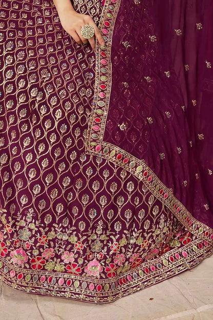 Maroon Sequins Embroidery Work Lehenga Choli