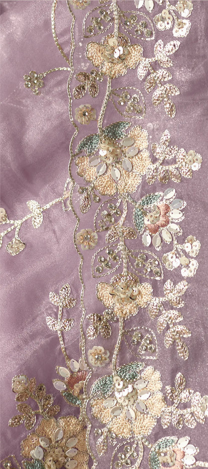 Lavender Fancy Embroidery & Stone Work Saree