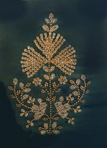 Marble Blue Satin Organza Heavy Embroidery Saree