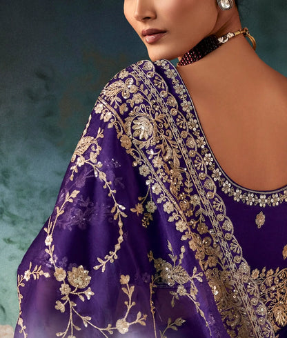 Midnight Purple Bridal Saree With Aari & Hand Work