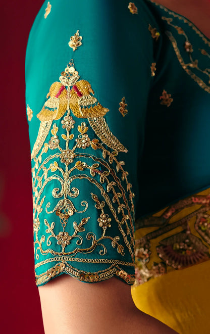 Classic Yellow Heavy Embroidered Saree