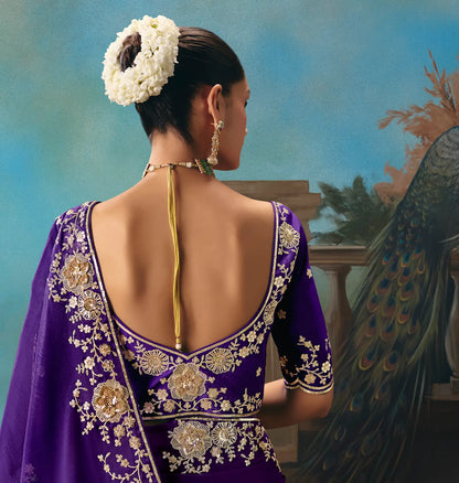 Royal Purple Fancy Embroidered Saree