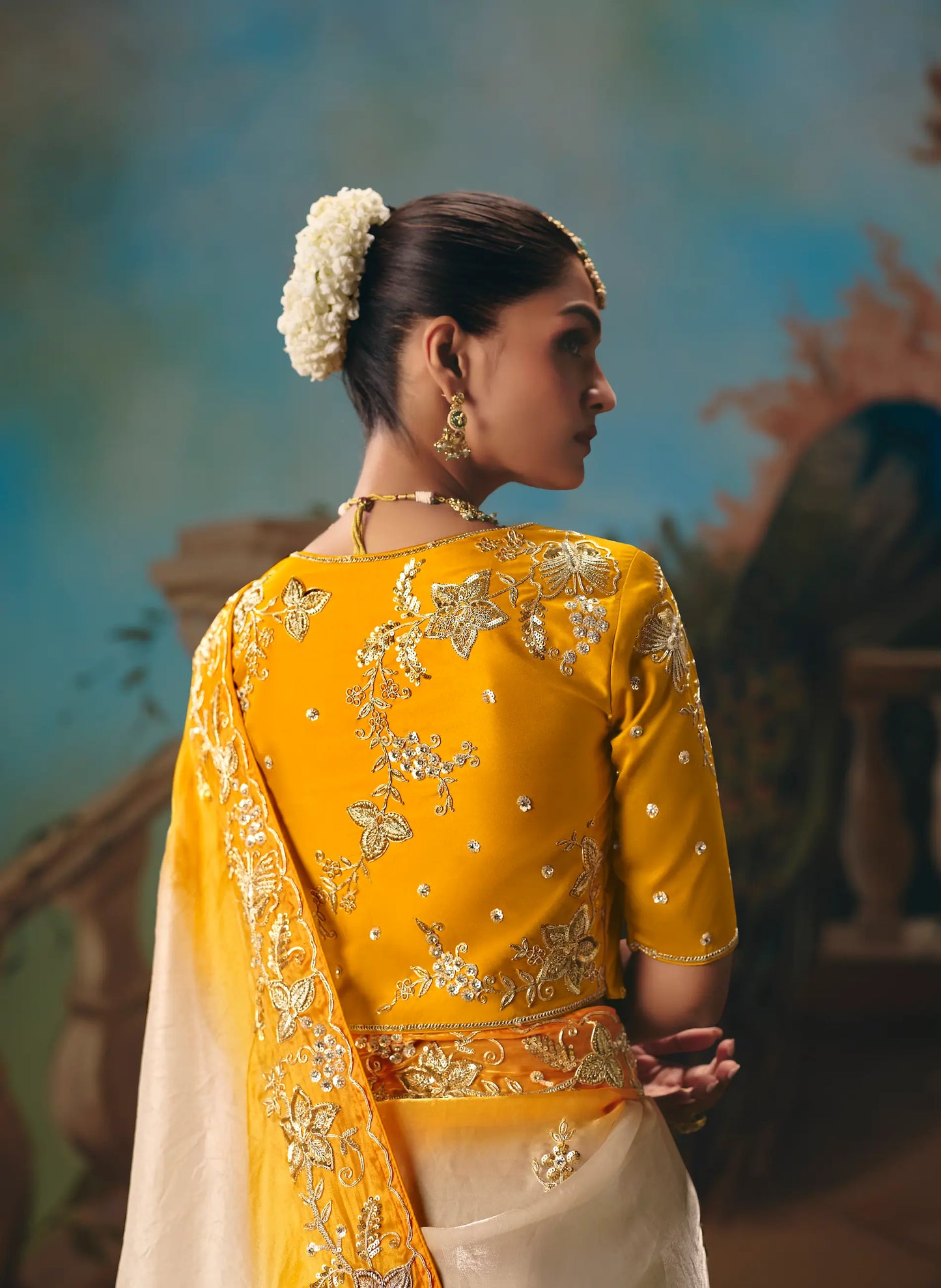 Off White Fancy Embroidered Saree