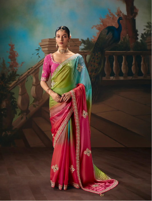 Multicolor Fancy Embroidered Saree