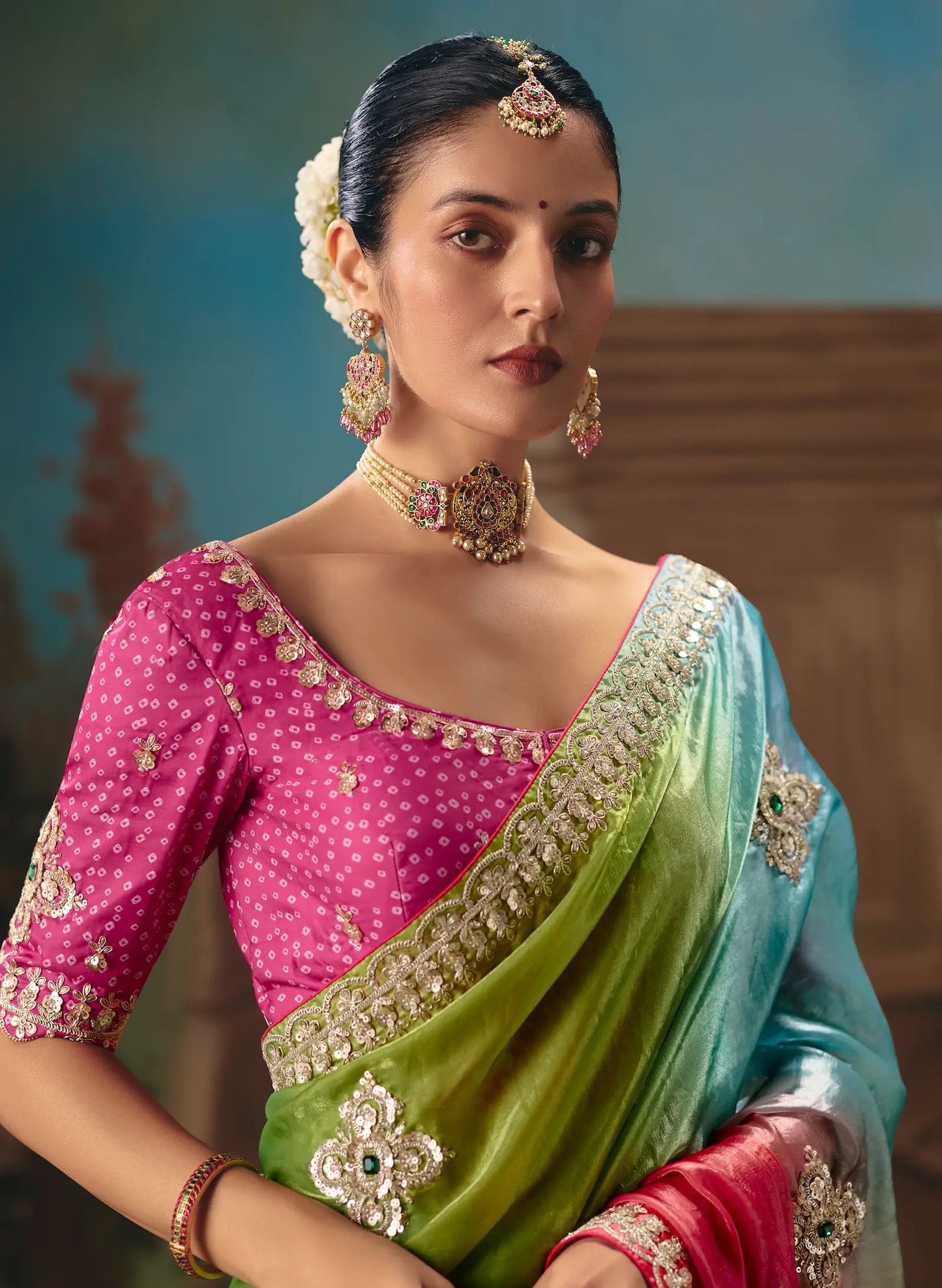 Multicolor Fancy Embroidered Saree