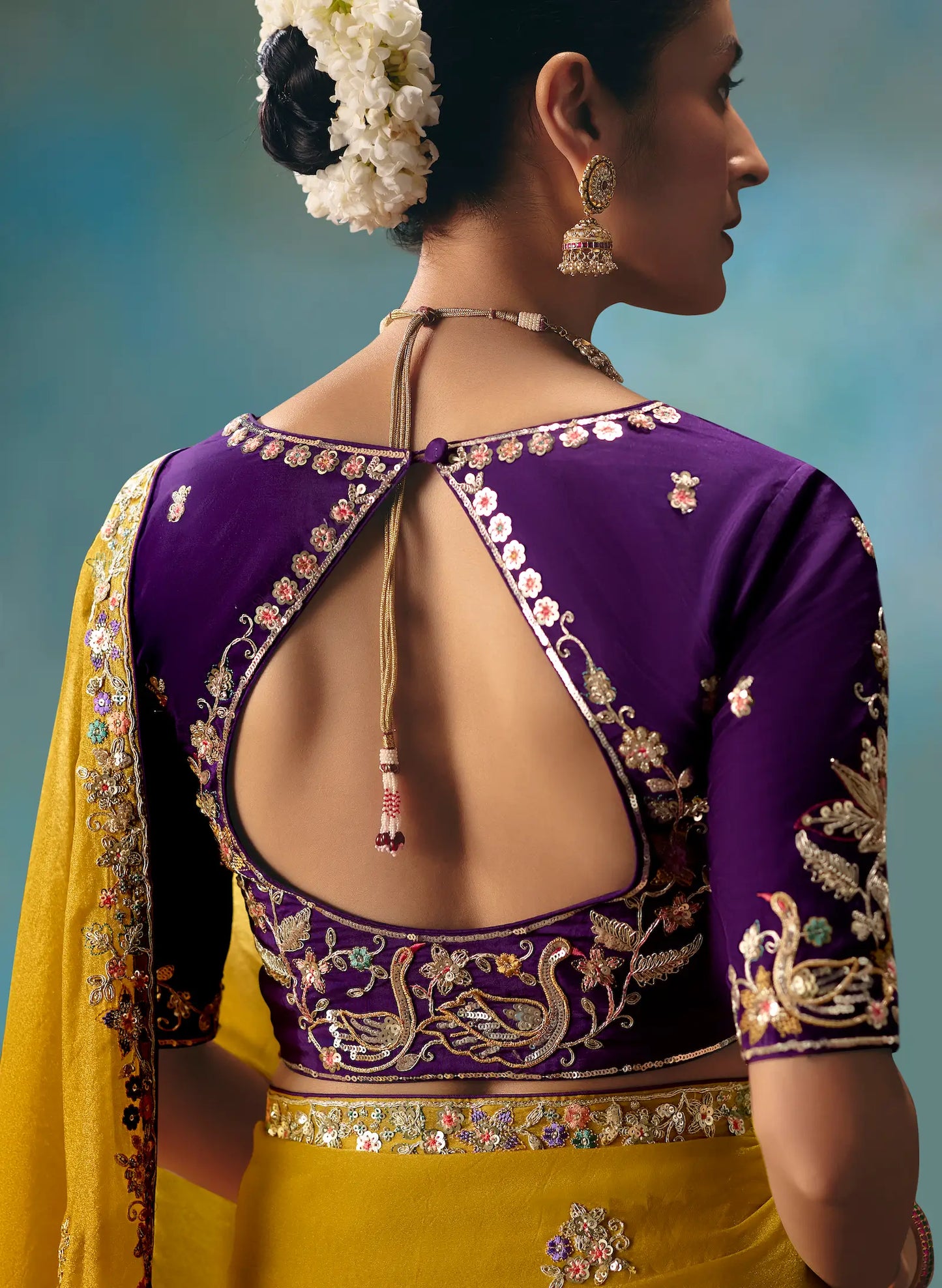 Mustard Yellow Fancy Embroidered Saree