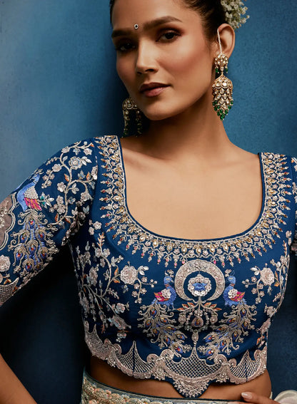 Silver Grey Embroidery & Hand Work Saree