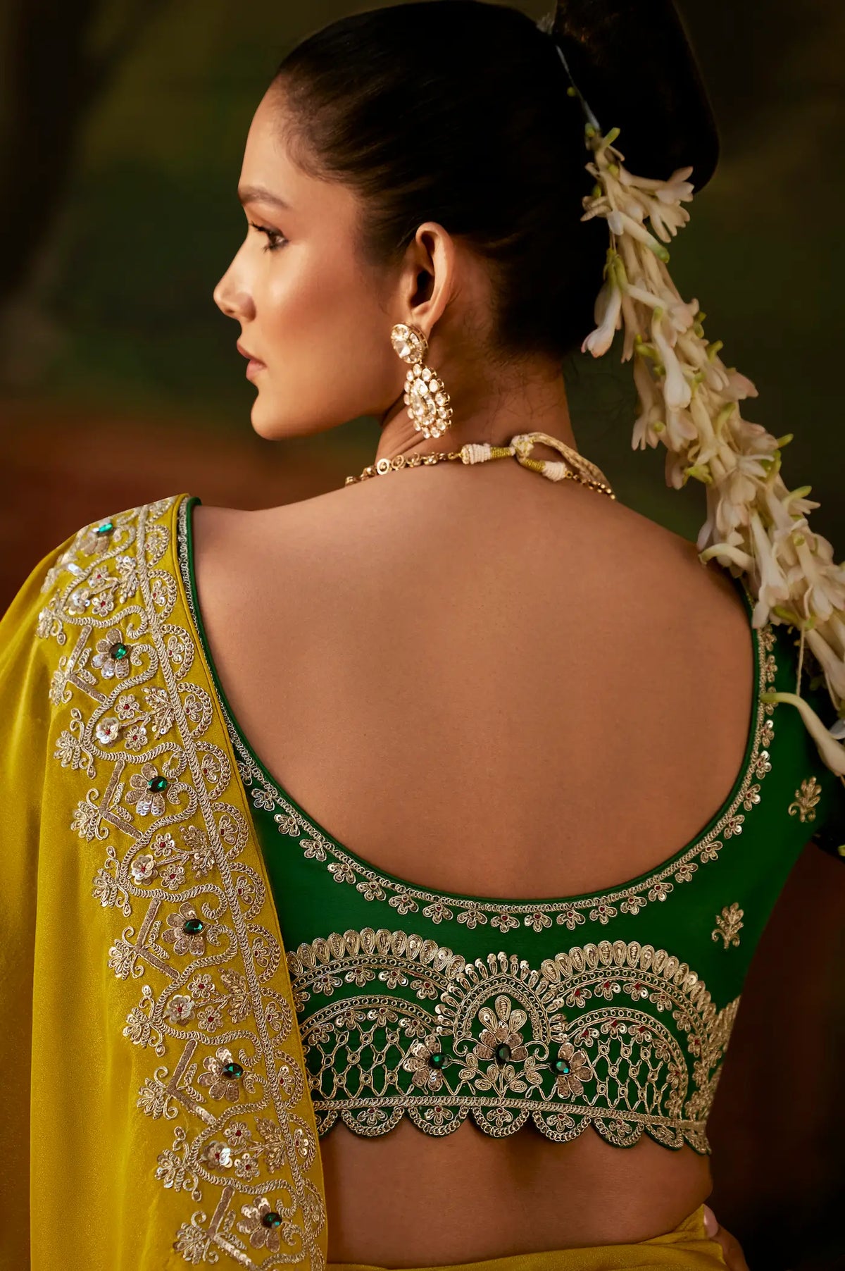 Bright Yellow Heavy Embroidered Saree