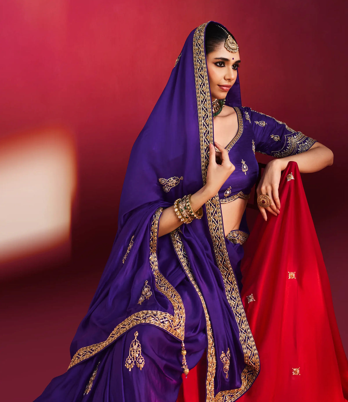 Iris Purple Embroidery & Beads Work Saree
