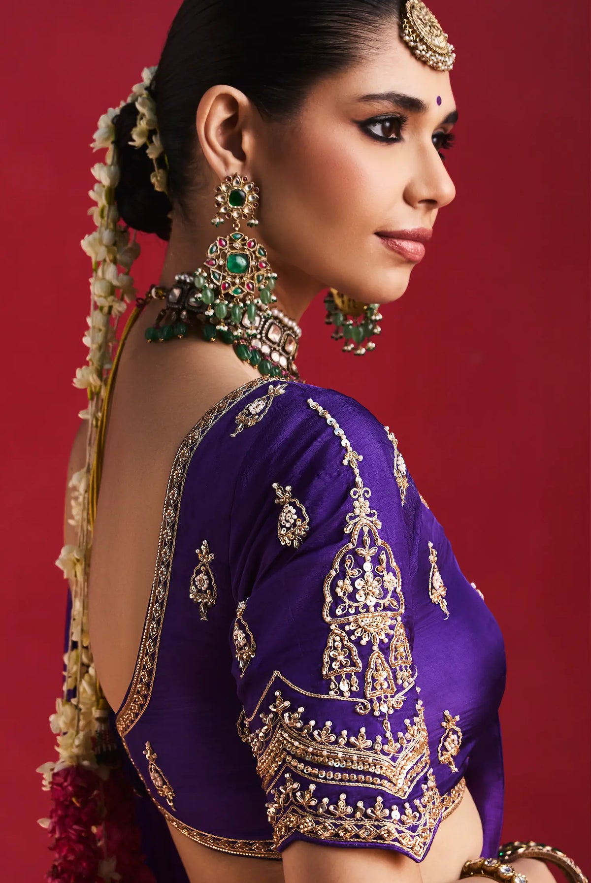 Iris Purple Embroidery & Beads Work Saree