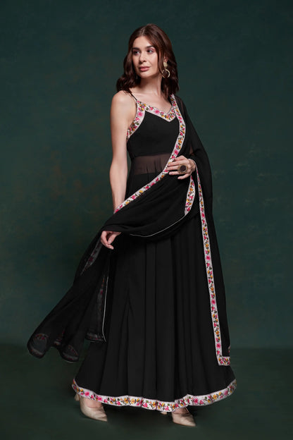 Black Georgette Salwar Suit With Dupatta