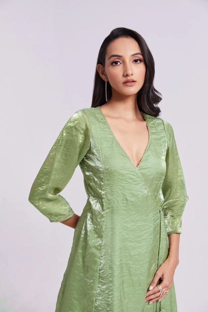 Pista Green Pure Organza Salwar Suit