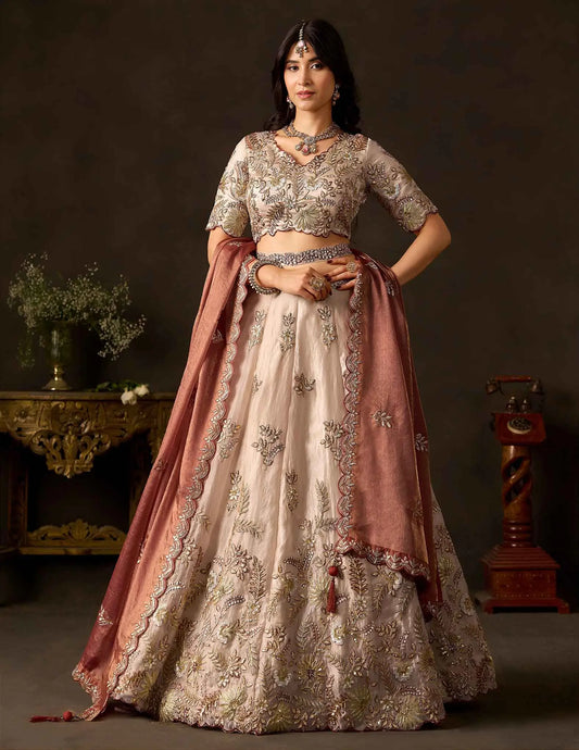 Copper Gold Designer Lehenga Choli