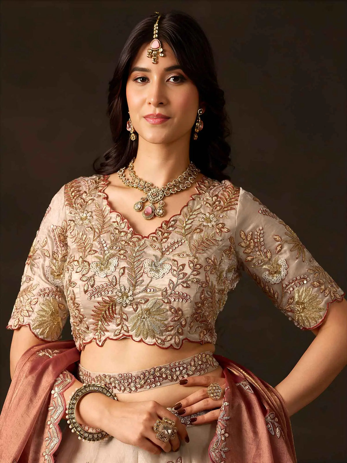 Copper Gold Designer Lehenga Choli