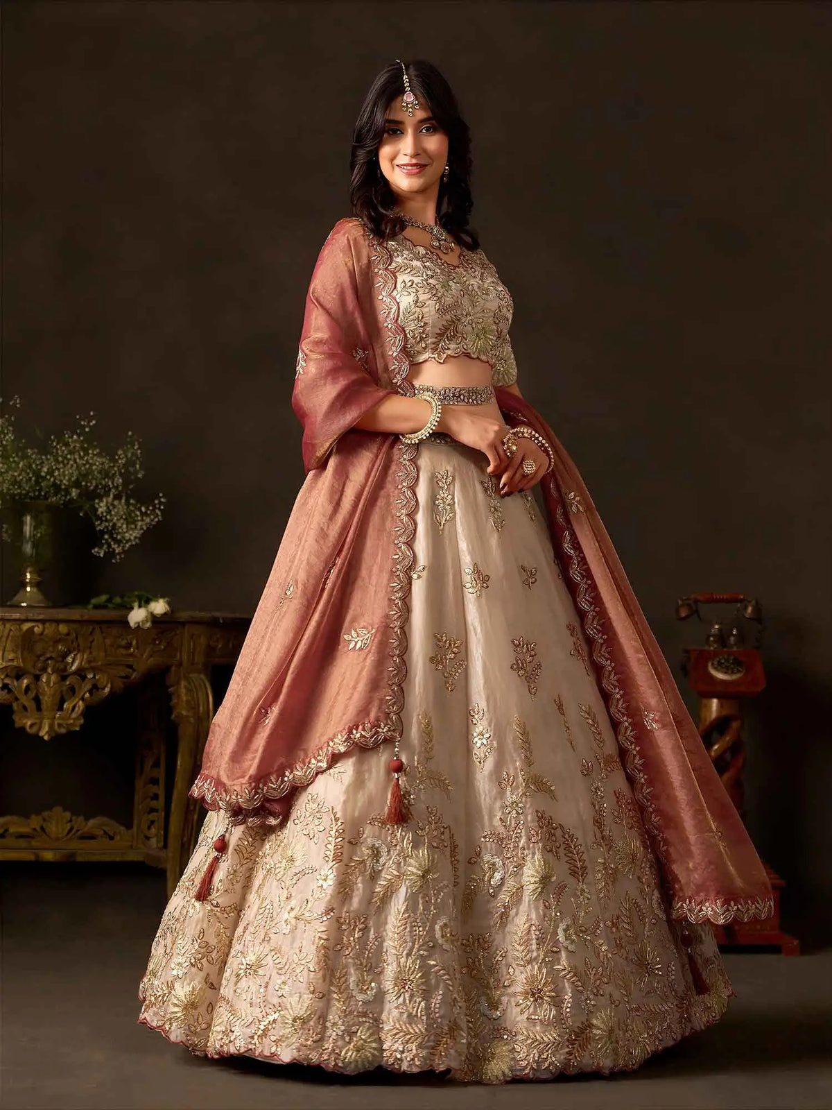 Copper Gold Designer Lehenga Choli