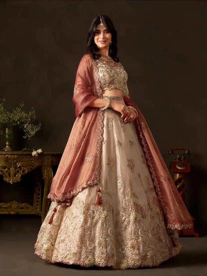 Copper Gold Designer Lehenga Choli