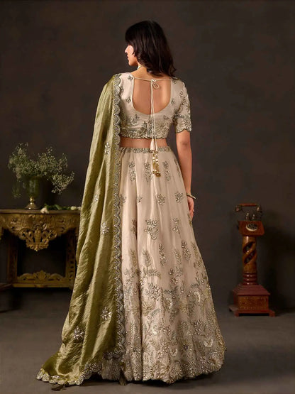Olive Gold Designer Lehenga Choli