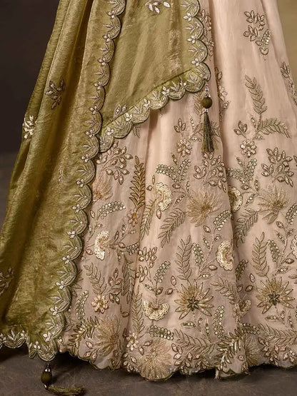 Olive Gold Designer Lehenga Choli